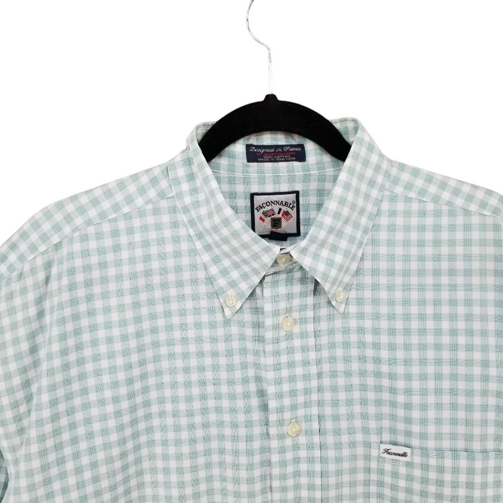 Faconnable Light Mint Gingham Button-Down Shirt - image 3